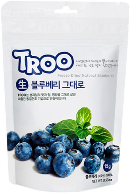 트루나스 TROO 동결건조 과일칩 9종 중 택1, 15g TROO 생블루베리 그대로, 1개
