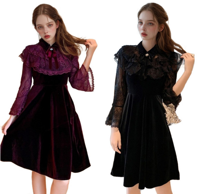 (대여) 프라이데이 벨벳 시스루 원피스(2color) 경성