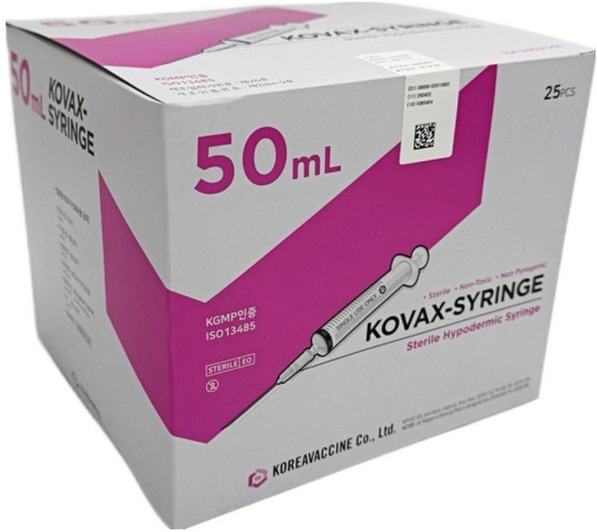 한국백신 일회용 주사기 50ml18G 11/2" 25개, 1박스
