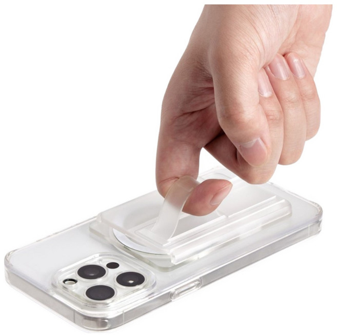 이노랩스 핑거스트랩 맥세이프 카드지갑, 1개, 투명