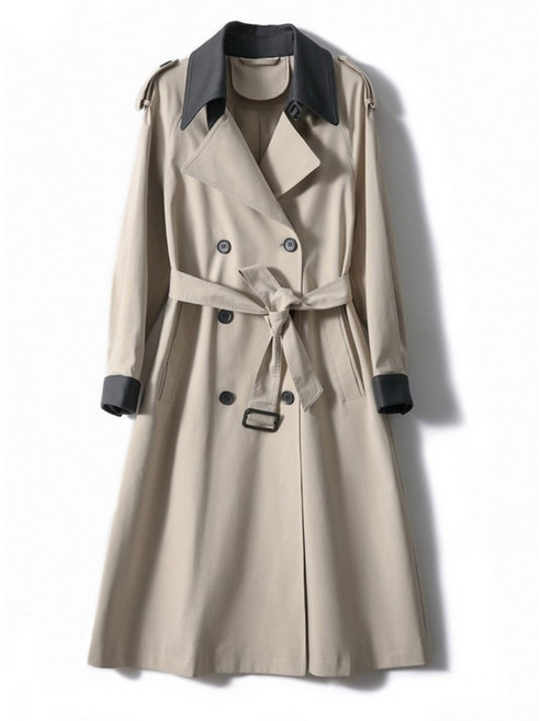 온클로젯 봄 가을 하객 돌잔치 상견례룩 배색카라 벨티드 트렌치코트