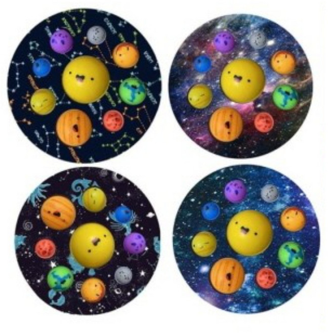 9구 푸쉬팝 버블 우주 해피톡톡 태양계 행성 푸쉬팝 소근육발달 장난감, 1개