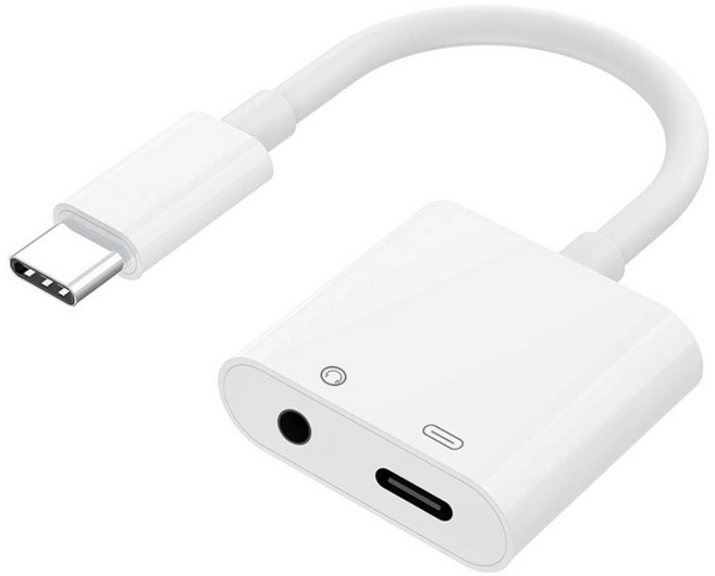 도코니 C타입 3.5mm 2in1 이어폰 듀얼 젠더, 1개, 1개