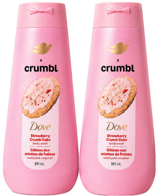 (1+1)DOVE 도브 바디워시 크럼블 스트로베리 향 달콤한 향좋은 보습 바디워시 591ml, 2개, 591g