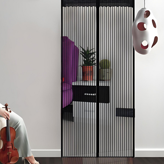 에보멜드 쉽게 찢어지지 않고 완전 모기 방지하는 현관문 자동 닫힘 틈없는 초강력 자석 방충망, 1세트