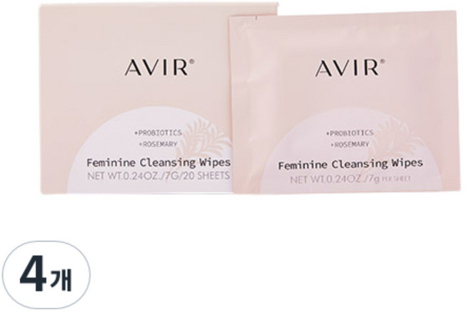 아비르 Y존케어 저자극 약산성 여성 청결 와입스 20p, 140g, 4개
