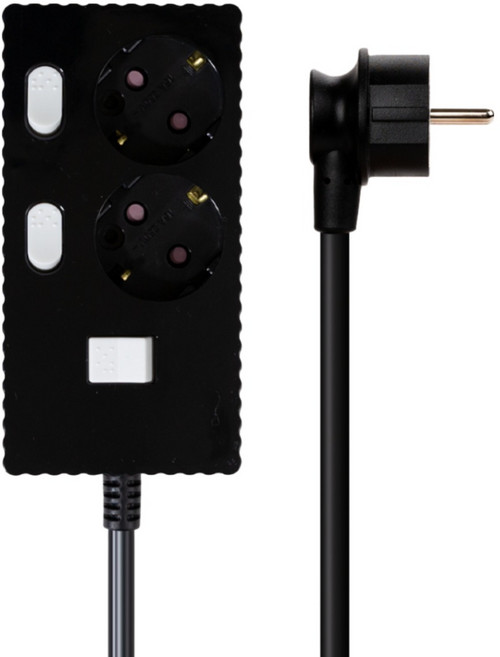 파워존 자동소화 4000W 고용량 웨이브 개별스위치 과부하차단 2구 멀티탭 50cm 1.5m 3m 5m 7m, 자동소화 개별스위치 2구 1.5m 블랙, 1개