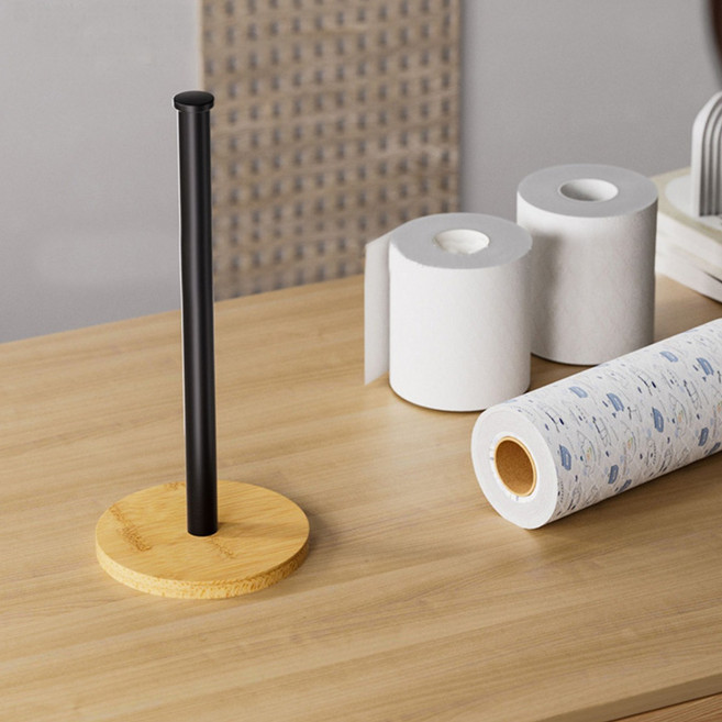 스탠딩 키친타월걸이 주방 종이타월 보관 보조선반 무타공 설치 가능 보관함, 1개, 블랙