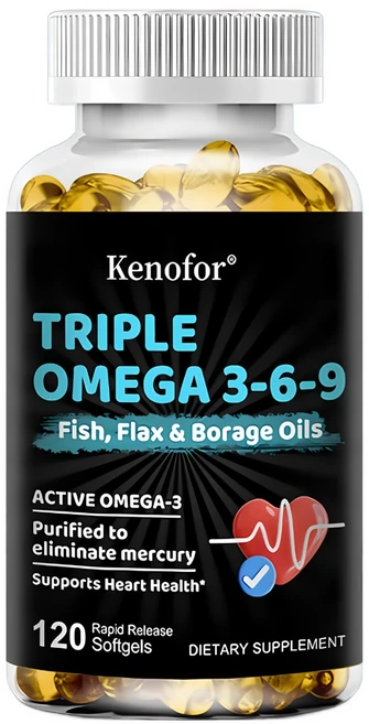 트리플 오메가 3-6-9 - 오메가 아마인유 유리씨오일 - 심장 뇌 관절 건강에 도움, 3개, 120정 - 쿠팡