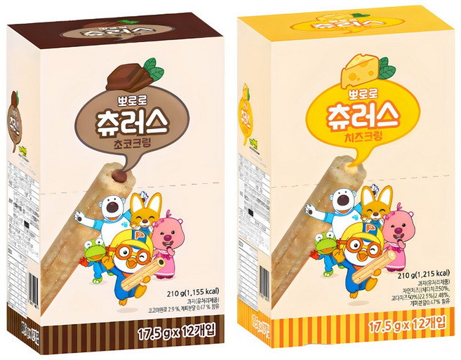 뽀로로 츄러스 치즈크림 12p + 초코크림 12p, 2세트