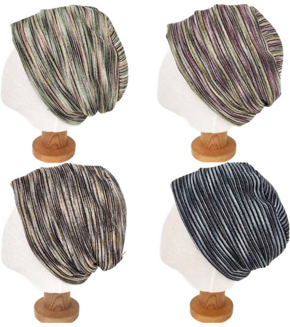 와이앤와이 중년여성 봄가을 히피 그라데이션 니트두건 간절기용 실내 외출용 편한 비니모자