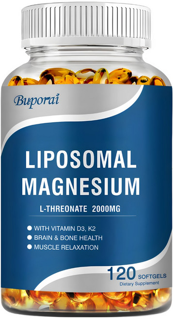 리포좀 마그네슘 L-트레오네이트 비타민 D3·K2 복합체 뇌 기능 향상 뼈 건강 강화 근육 이완 수면 질 개선 기분 조절 고흡수형 소프트젤, 1개, 60정