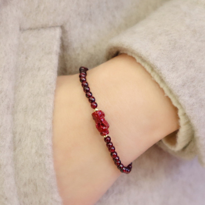 뚱보 4미리 가넷 탄생석 비휴 원석 팔찌