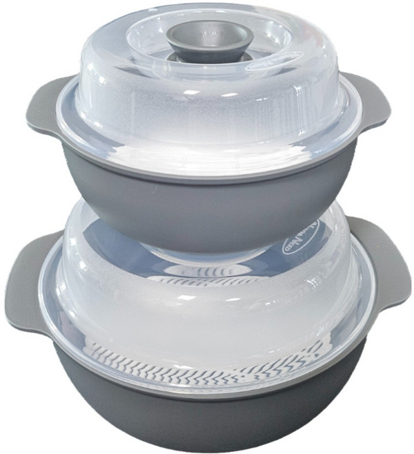 쿠비코 촉촉 전자렌지 만능찜기 국내산 중형+소형, 1세트, 얼그레이