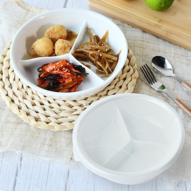 1+1 세라믹 나눔 반찬통세트 나눔접시 찬기, 화이트 2p, 1세트