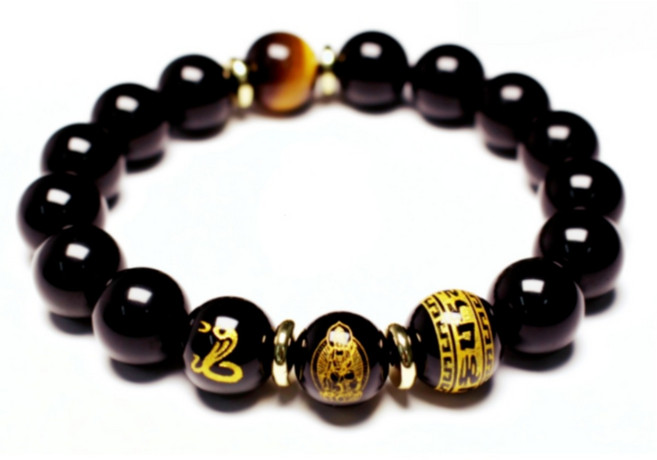 행운팔찌 12지 띠별 흑요석 소원성취 염주 불교 합장주 남여팔찌