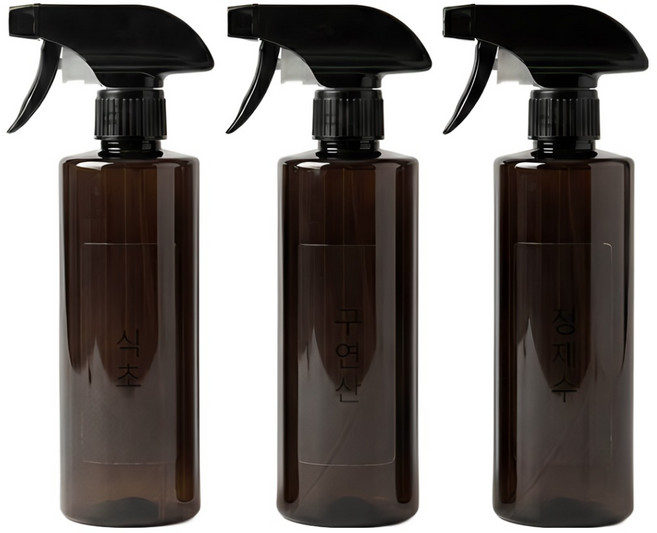 갈색 공병 다용도 분무기 500ML x 3개 + 라벨스티커 1세트 블랙 건스프레이, 갈색 공병 500ML x 3개 + 라벨스티커