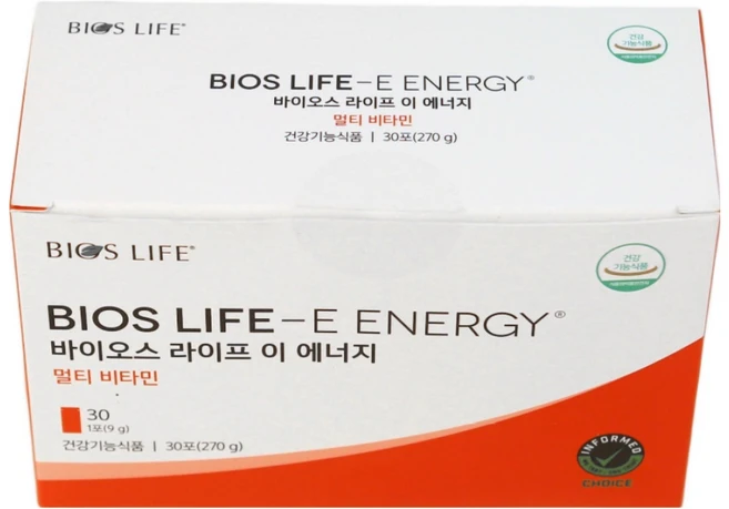 바이오스라이프 이 에너지 멀티 비타민 9g x 30포, 207g, 1박스, 마스크증정 - 쿠팡