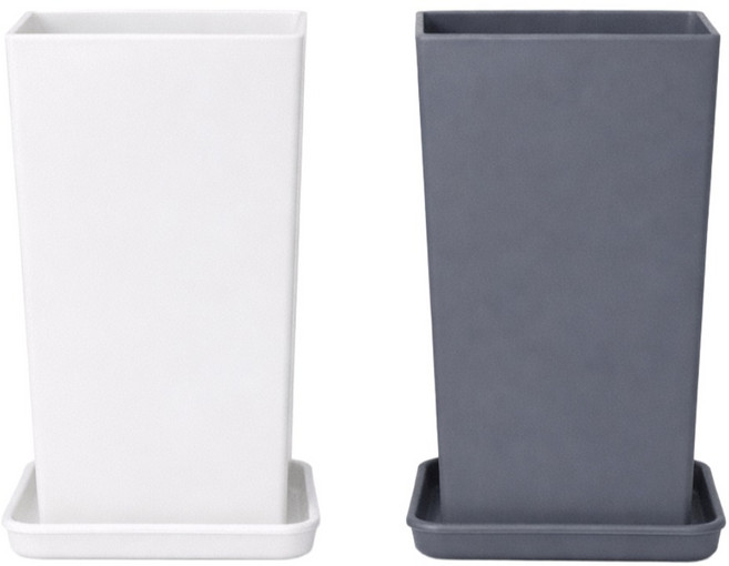 모던레시피 높은 사각 플라스틱 화분 받침 세트 / 중대형 가볍고 단단한 인테리어 화분, 1개, 그레이