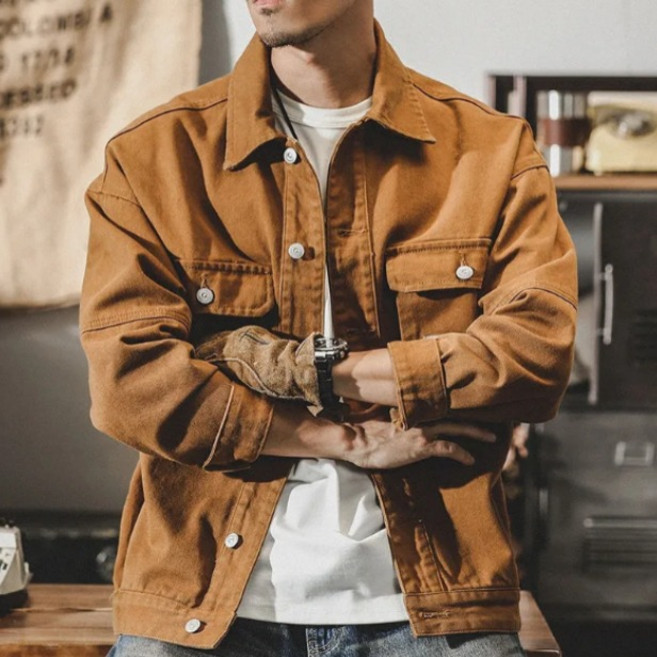 휠렉스 남성 봄 카라넥 빈티지 빅사이즈 카고 자켓 Y270