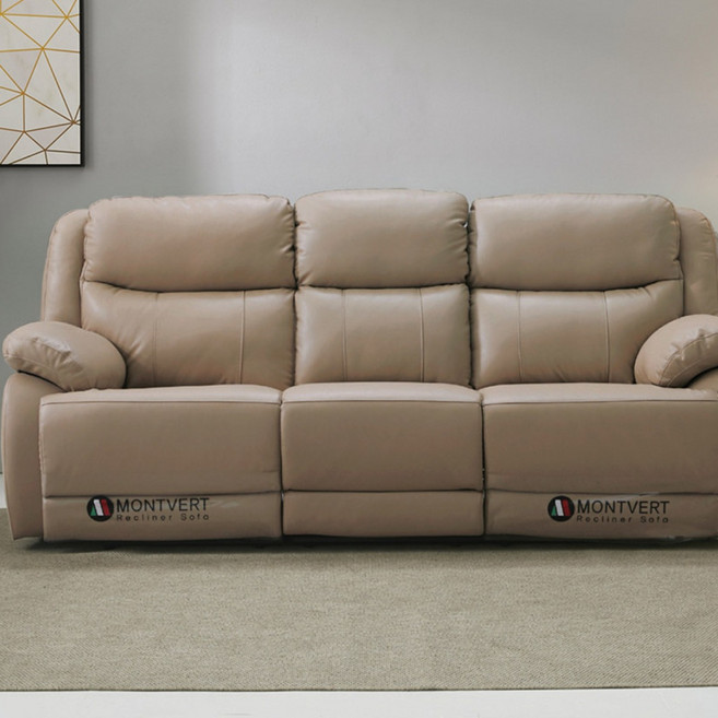 파로마 하벤 나파가죽 전동 리클라이너 3인소파 (시크릿 홈바), 베이지