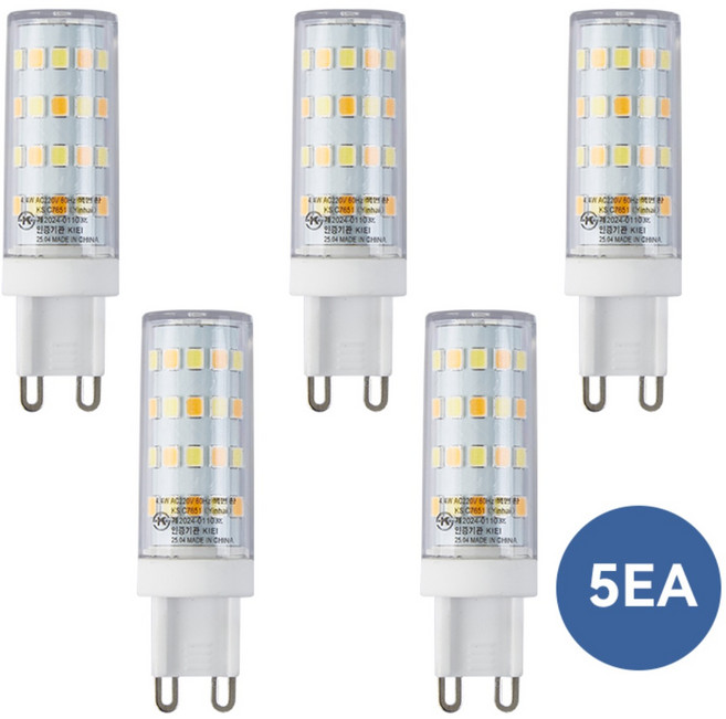색변환 LED 전구 3색 미니 콘벌브 3.9W G9소켓, 5개, 전주백색