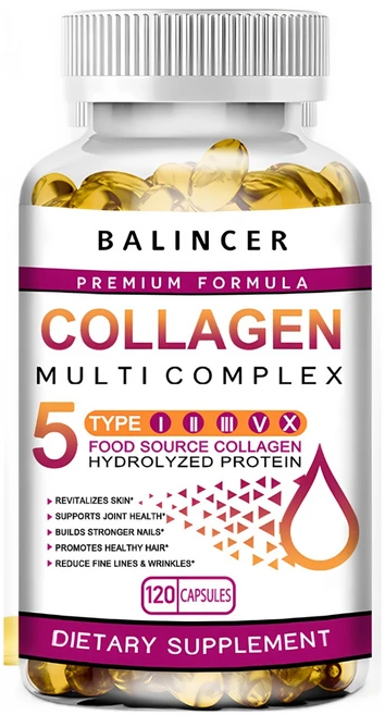 멀티 콜라겐(타입 I-II-III-VX) 순수 가수분해 콜라겐 펩타이드 - 남성 및 여성을 위한 콜라겐 보충제 - 피부 모발 성장 손톱 관절을 위한 노화 방지 콜라겐, 120캡슐, 120정 - 쿠팡