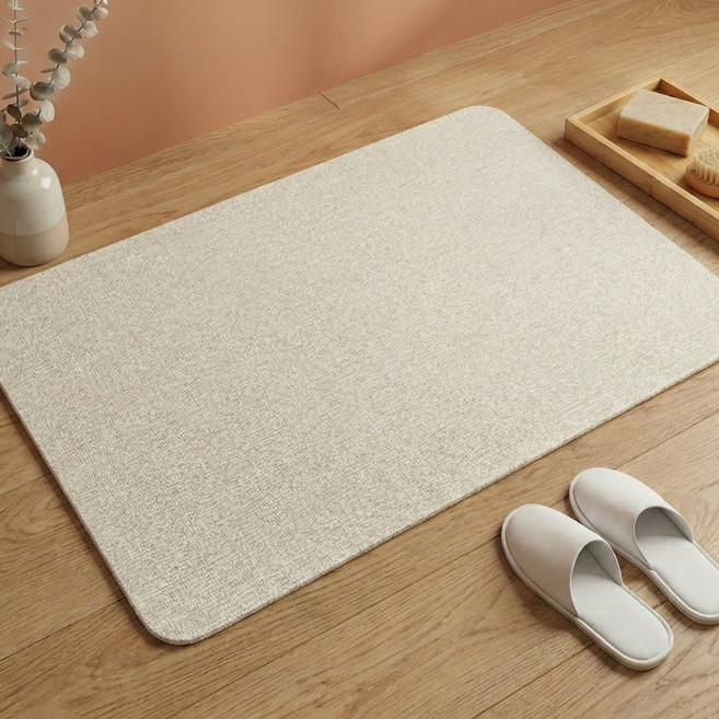 UNDERUS 빨아쓰는 규조토 발매트, 1개, 베이지 대형 사각