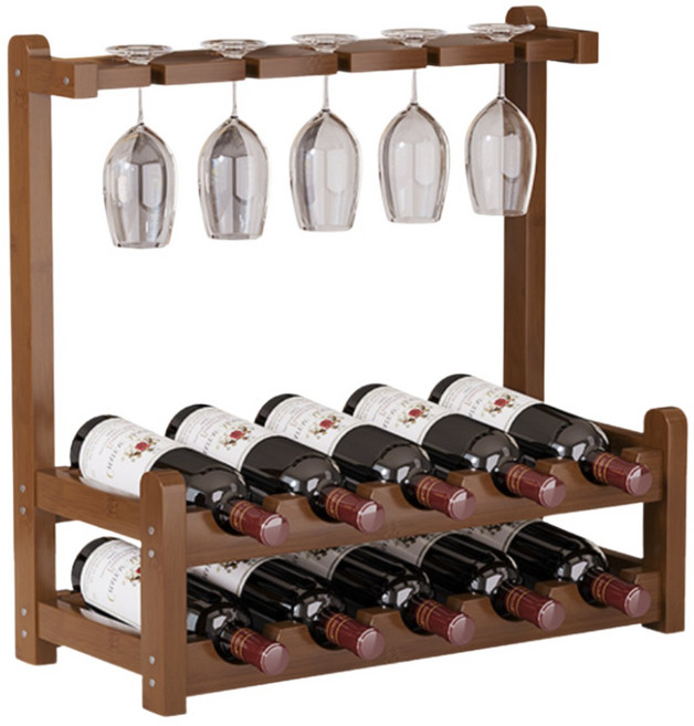 원목 와인 10 와인잔 5 걸이 보관함, 1개, 나무색