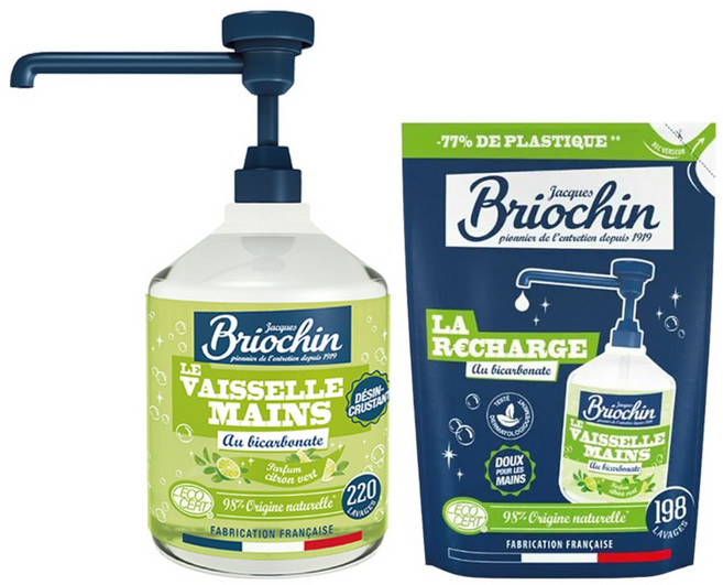 碧歐馨 Jacques Briochin 藍牌檸檬小蘇打護手洗碗精 500ml, 1個, 組合品：洗碗精1入+補充包1入
