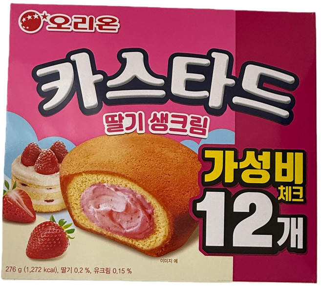 오리온 카스타드 딸기생크림, 276g, 4개