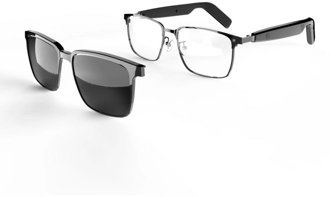 스마트 블루투스안경 오디오 선글라스 마그네틱 2in1클립 블루라이트 자외선차단 오픈형이어폰, 블랙, 블루투스안경선글라스