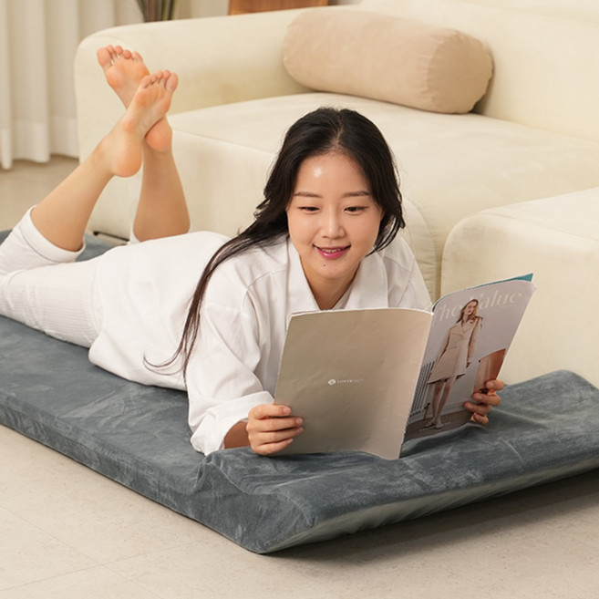 이리로 메모리폼 토퍼 매트리스 접이식 항균 일체형 수면 싱글매트리스, 그레이, 12cm