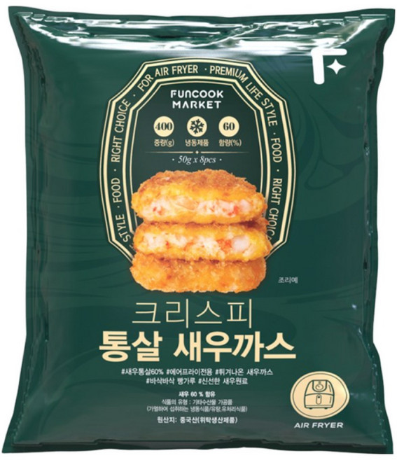 펀쿡 크리스피 통살 새우까스, 1개, 400g