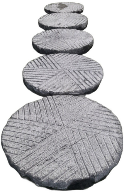 [레드조경] 현무암 빗살무늬 지름 30cm 두께 5cm, 10kg, 1개