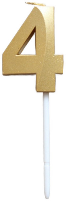 빅사이즈 생일초 케이크픽 특이한 메탈릭 골드 숫자초, 4, 1개, 15g