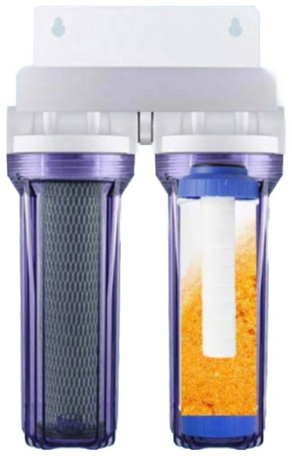 FH-2 가정 수도용 다용도 2단 DIY 연수/정수기-필터 선택형 [녹물/염소/석회질제거], 녹물제거 석회질 완화용 침전+양이온