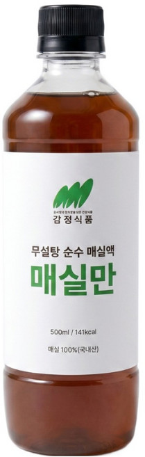 완전 무설탕 매실청 100% 순수 매실액 매실만, 1개, 500ml