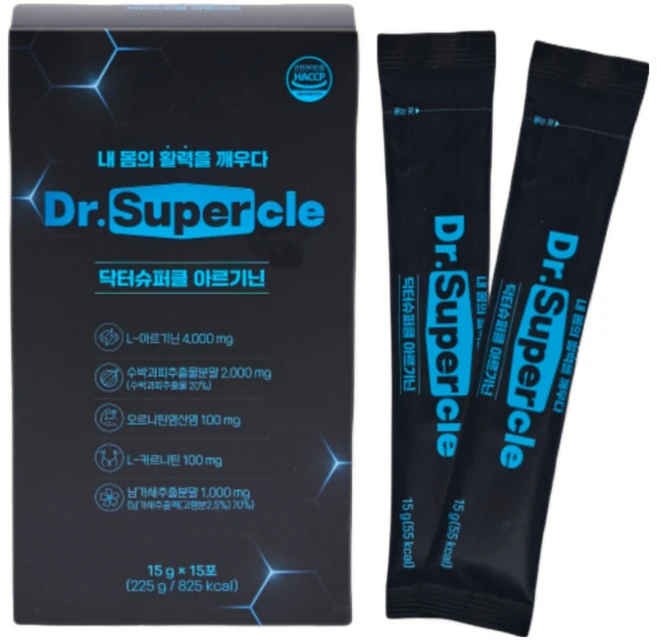 닥터슈퍼클 아르기닌 7200mg (L-아르기닌 4000mg 수박과피추출물 2000mg 남가새추출물 1000mg) 15g*15포 1박스, 225g, 1개 - 쿠팡