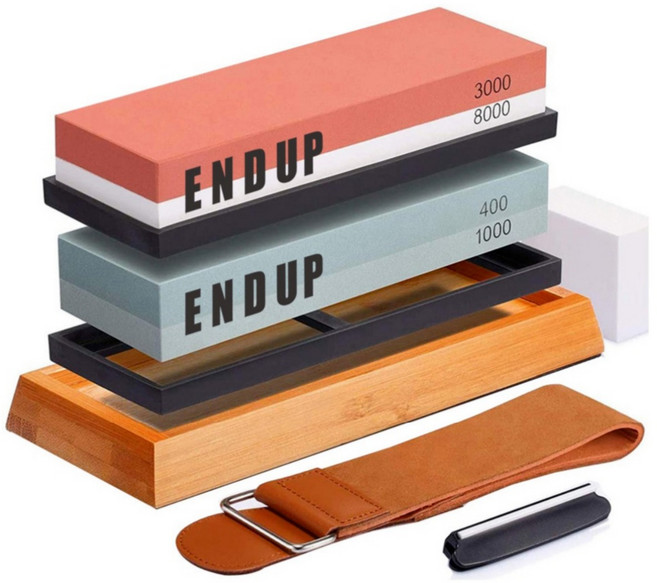 ENDUP 고급 양면 숫돌 6종 칼갈이 논슬립 받침대 가죽샤프너, 1번, 1개