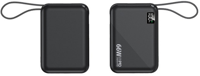 20000mah 대용량 보조배터리 66W 고속충전 강력 흡착 맥세이프보조배터리 항공표준, 블랙