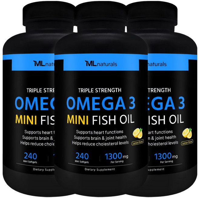 [미국빠른직구] 신제품 마이라이프 내추럴스 오메가3 미니 피시 오일 1300mg, 240정, 3개