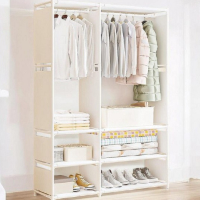 무볼트 철제 조립식 시스템 옷걸이 행거, 화이트