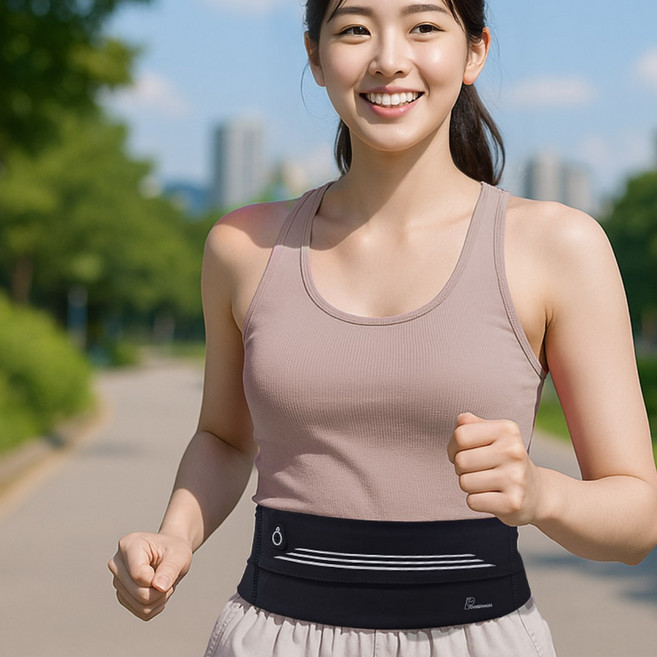 파워몬 러닝벨트 와이드 플립벨트 마라톤 런닝 가방, 블랙, 와이드 러닝벨트, FREE, 1개