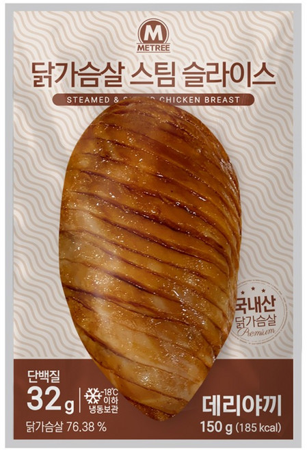 미트리 닭가슴살 스팀 슬라이스 데리야끼, 150g, 32개