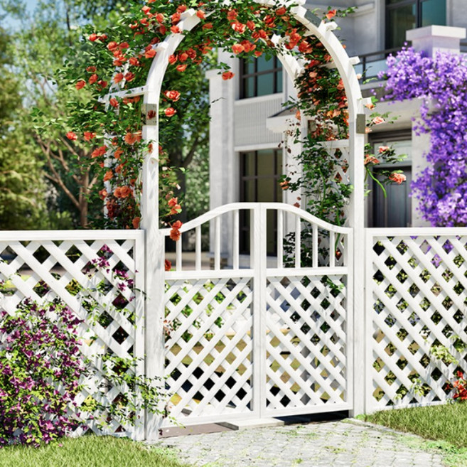 바인아치 원목 정원아치 전원주택 공원 게이트 우드 대문 넝쿨 장미 펜션 화이트, 대문형, 140cm
