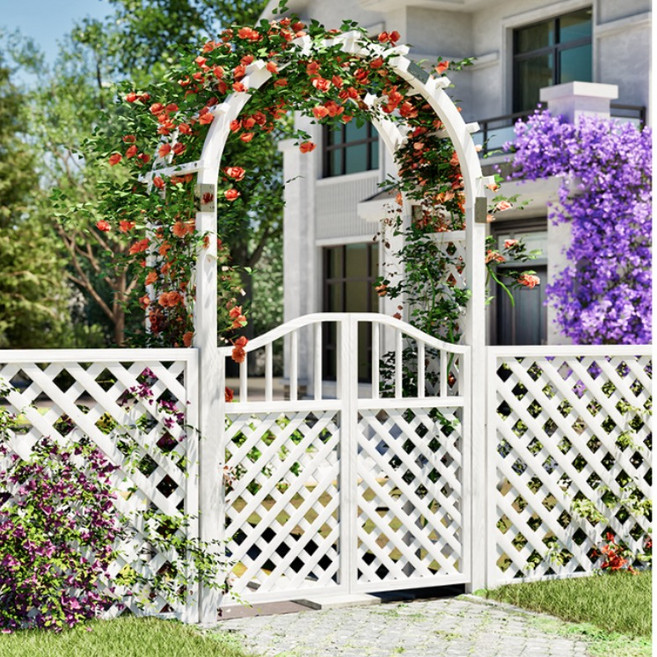 바인아치 원목 정원아치 전원주택 공원 게이트 우드 대문 넝쿨 장미 펜션 화이트, 대문형, 120cm