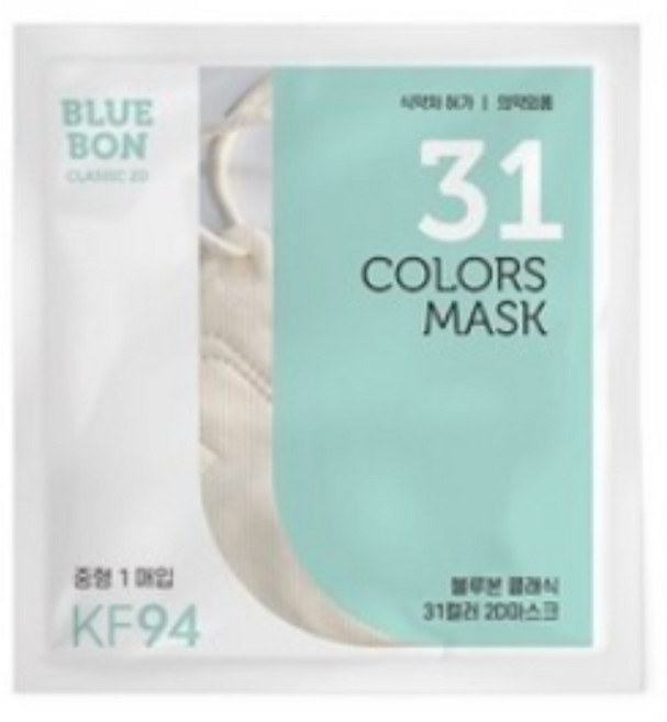 블루본 KF94 새부리형 31 컬러 마스크 60매 유아 아동 어린이 청소년 성인마스크, 중형60매, 코코넛화이트, 1개