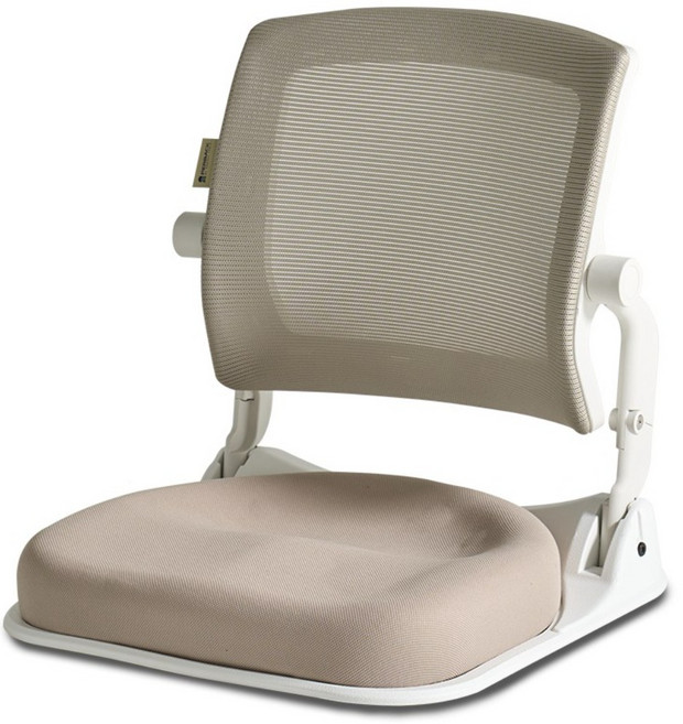 퍼백 PB-L1503 브리즈백 접이식 휴대용 좌식의자 일식집 다다미방 허리 편안한 바닥의자, 화이트프레임, 올베이지[PB-L1503WH0400]