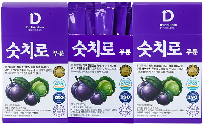 숫치로 푸룬즙 유산균 간편스틱형 90포 물안들어간 푸룬진액 / 무설탕 무지방 양배추+푸룬+유산균 임산부 아기 엑기스 HACCP인증, 600ml, 3박스